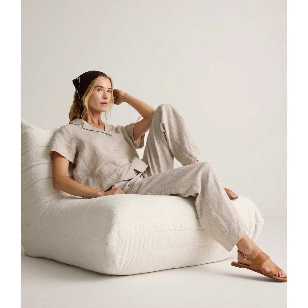 Quince 100% European Linen Wide Leg Pants Flax Beige Small